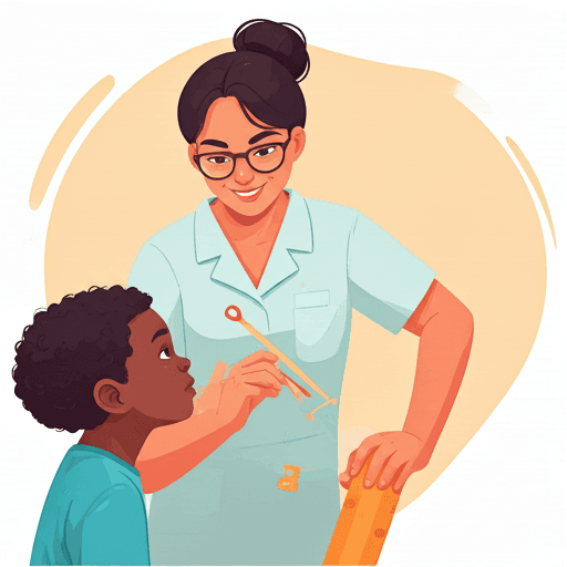 an occupational therapist guiding a child's hand to improve fine motor control using creative play tools