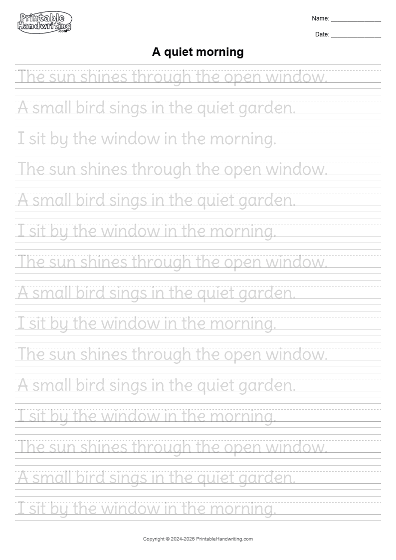 Preview of page 1 of Print Sentence Practice Pack