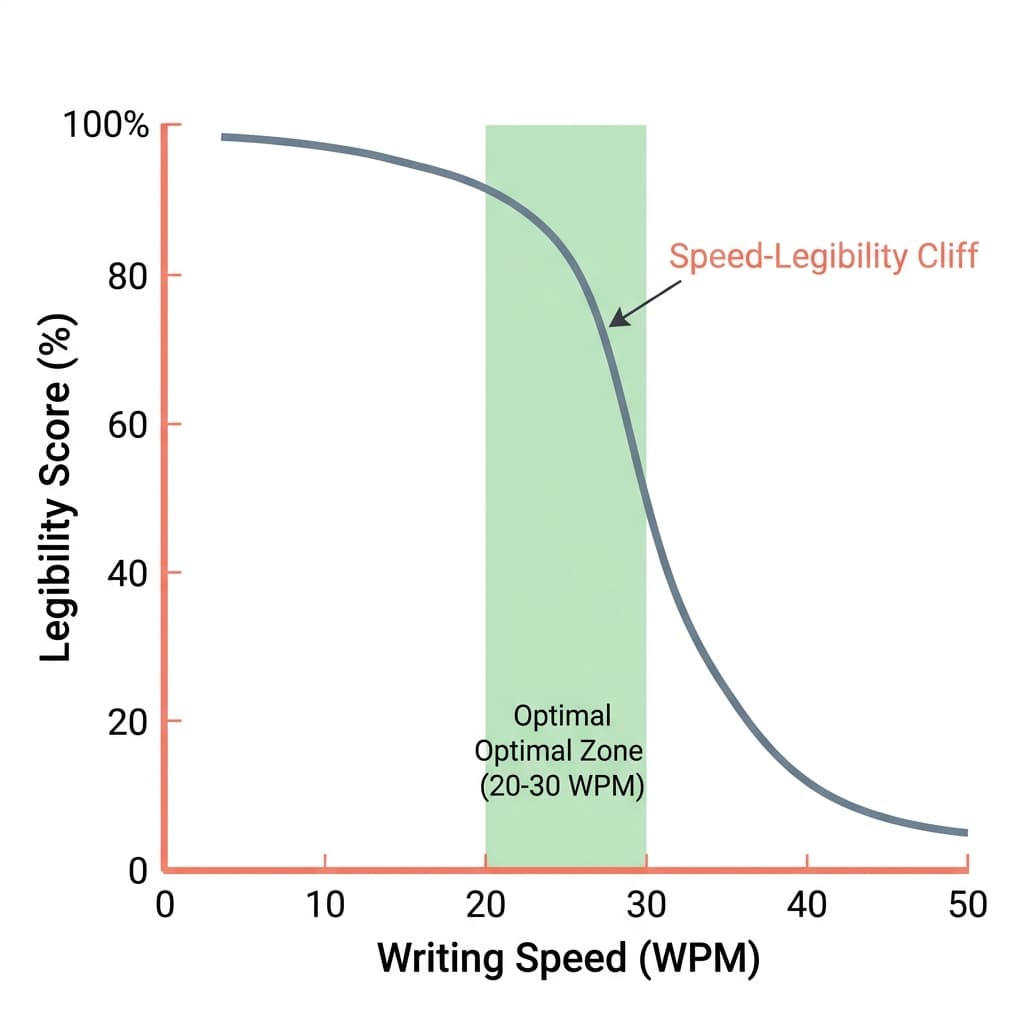 handwriting speed vs legibility optimization curve chart