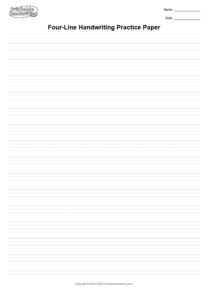 Handwriting Practice Paper handwriting practice paper pdfs cover showing use a stable ruled surface to compare baseline position, letter height, open counters, and word spacing across independent writing attempts